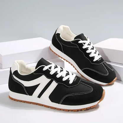 Solid Color Low Top Lace-up Sneakers
