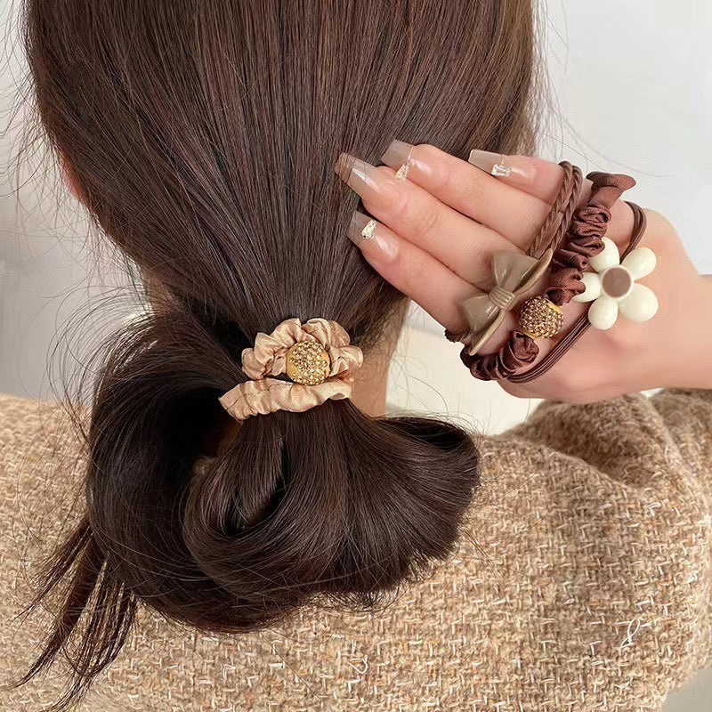 Pack Of 7 Cute Brown Hairties