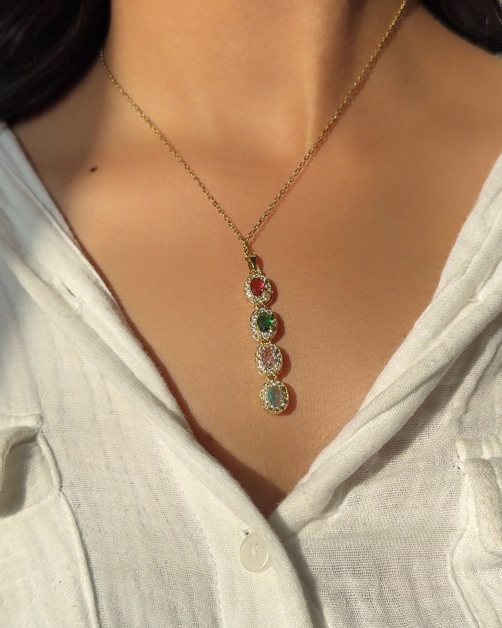 Honey-glow Y-shaped Multicoloured Necklace