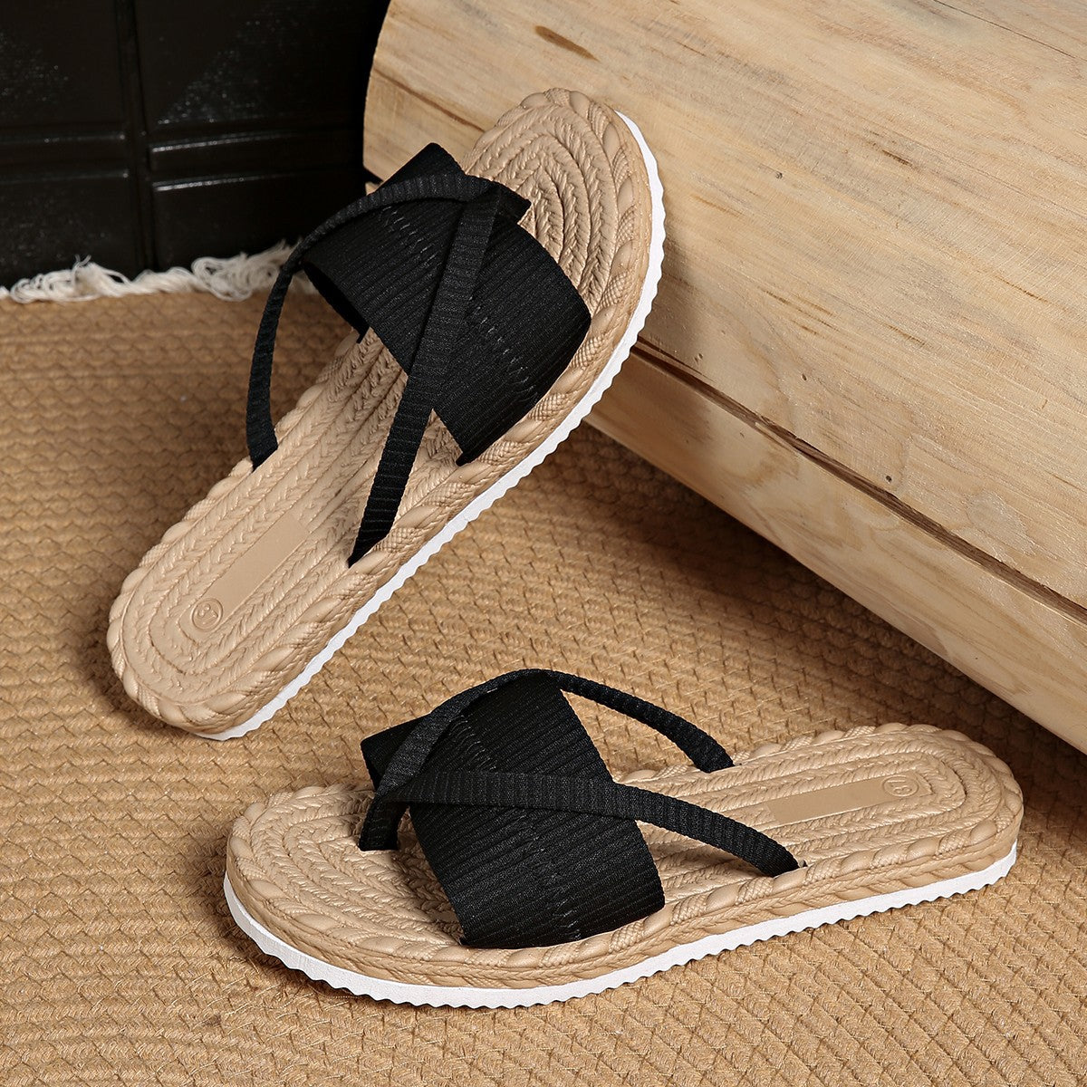 Boho-Chic Cross Strap Sandals