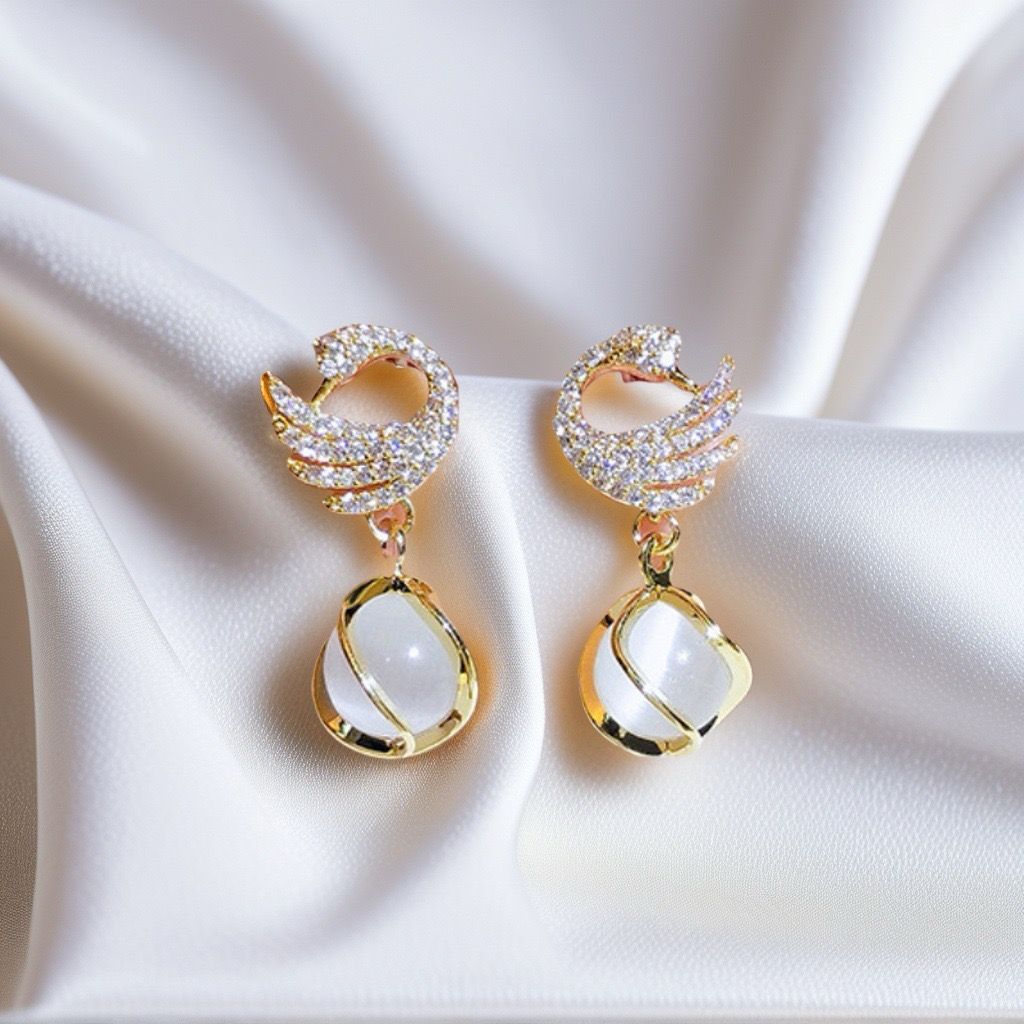 Sparkly Swan Earrings