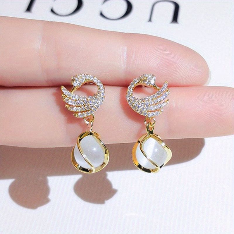 Sparkly Swan Earrings