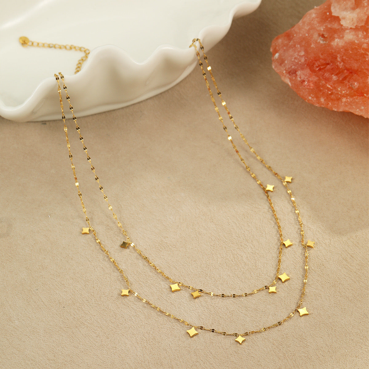Golden Twinkles Double Layered Necklace