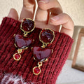 Medieval Red Glazed Love Earrings