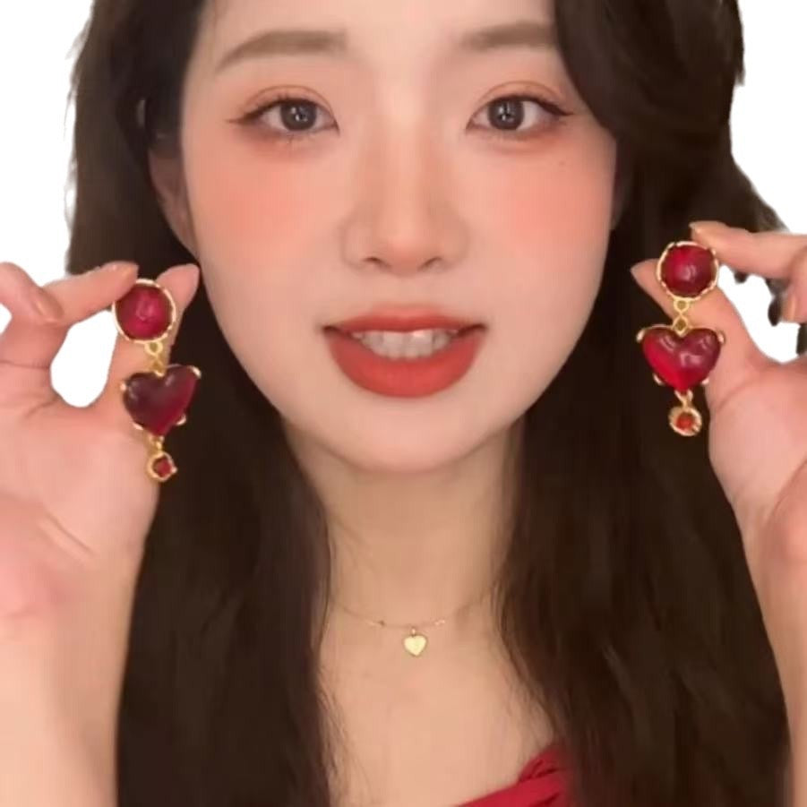 Medieval Red Glazed Love Earrings
