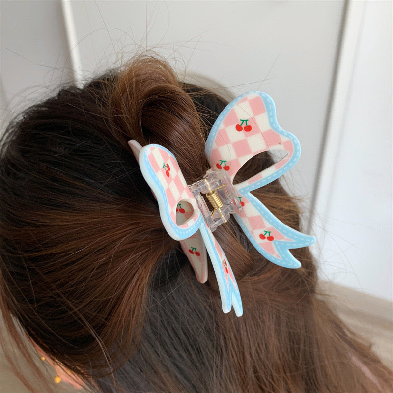 Pinteresty Checkered Cherry Claw Clip