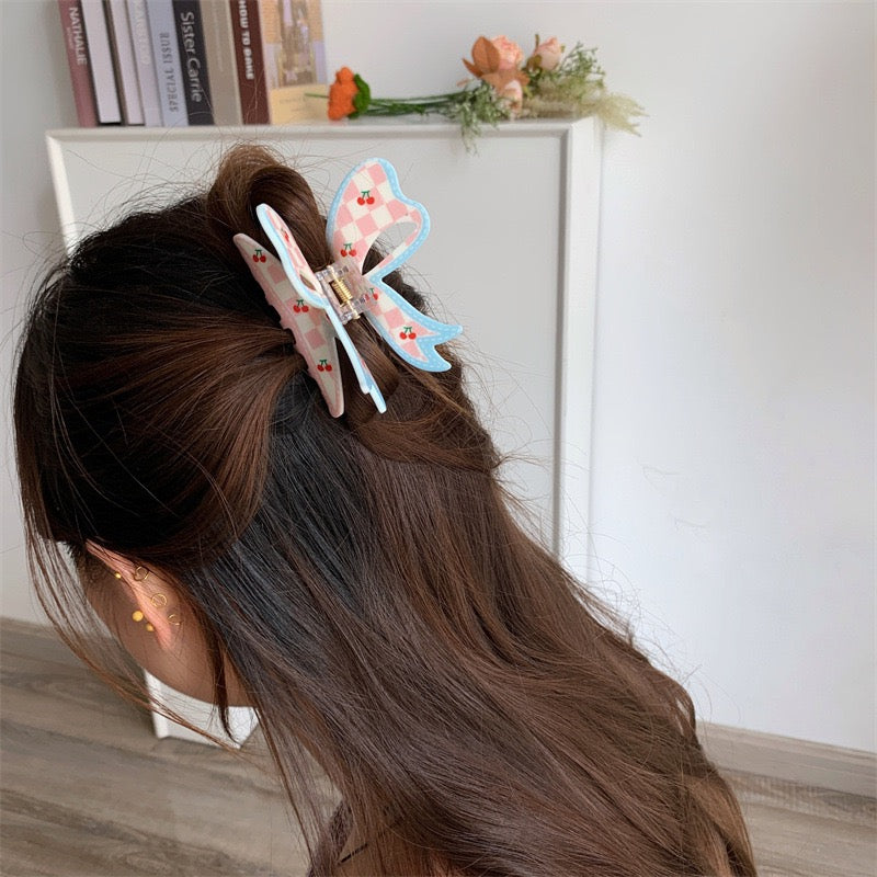 Pinteresty Checkered Cherry Claw Clip