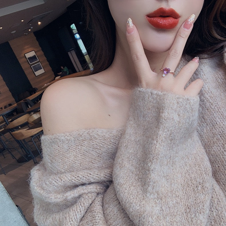 Romantic Rhinestone Heart Ring