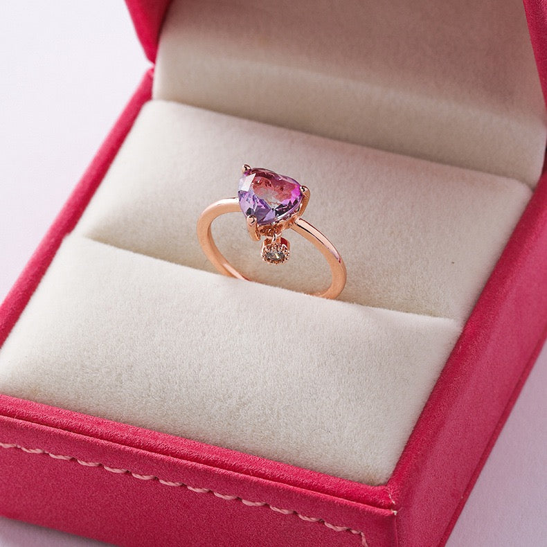 Romantic Rhinestone Heart Ring