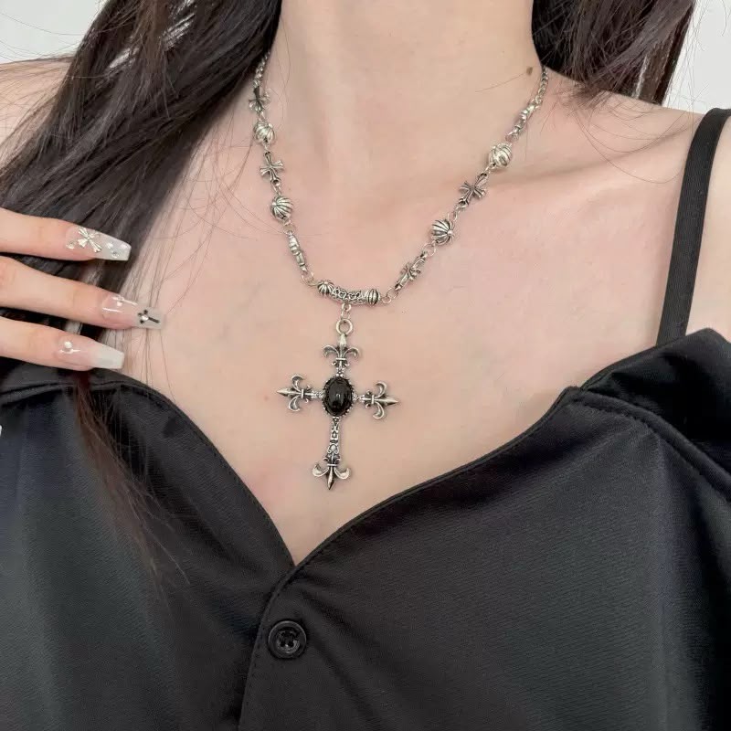 Vintage Gothic Cross Rosary necklace
