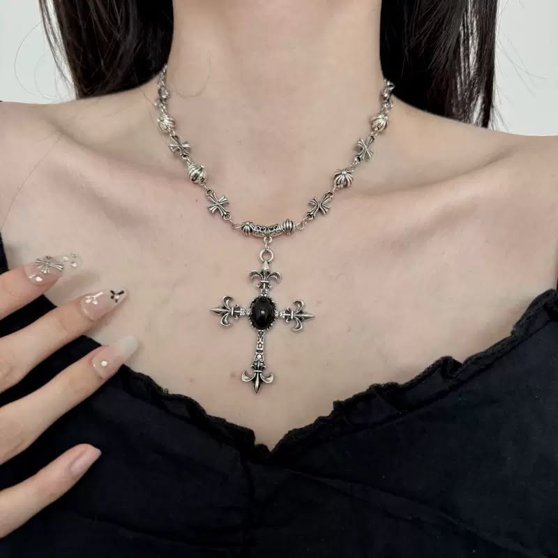 Vintage Gothic Cross Rosary necklace