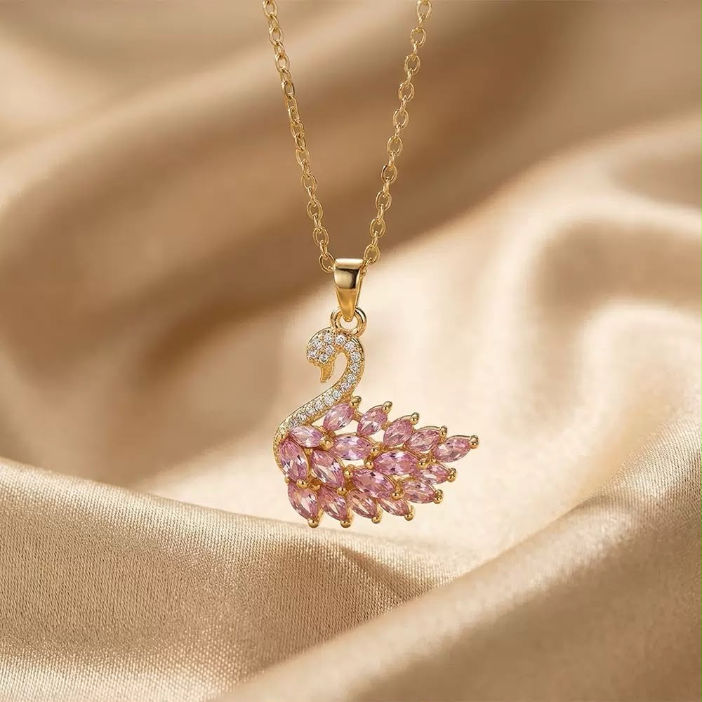 Soft Blushing Swan Necklace