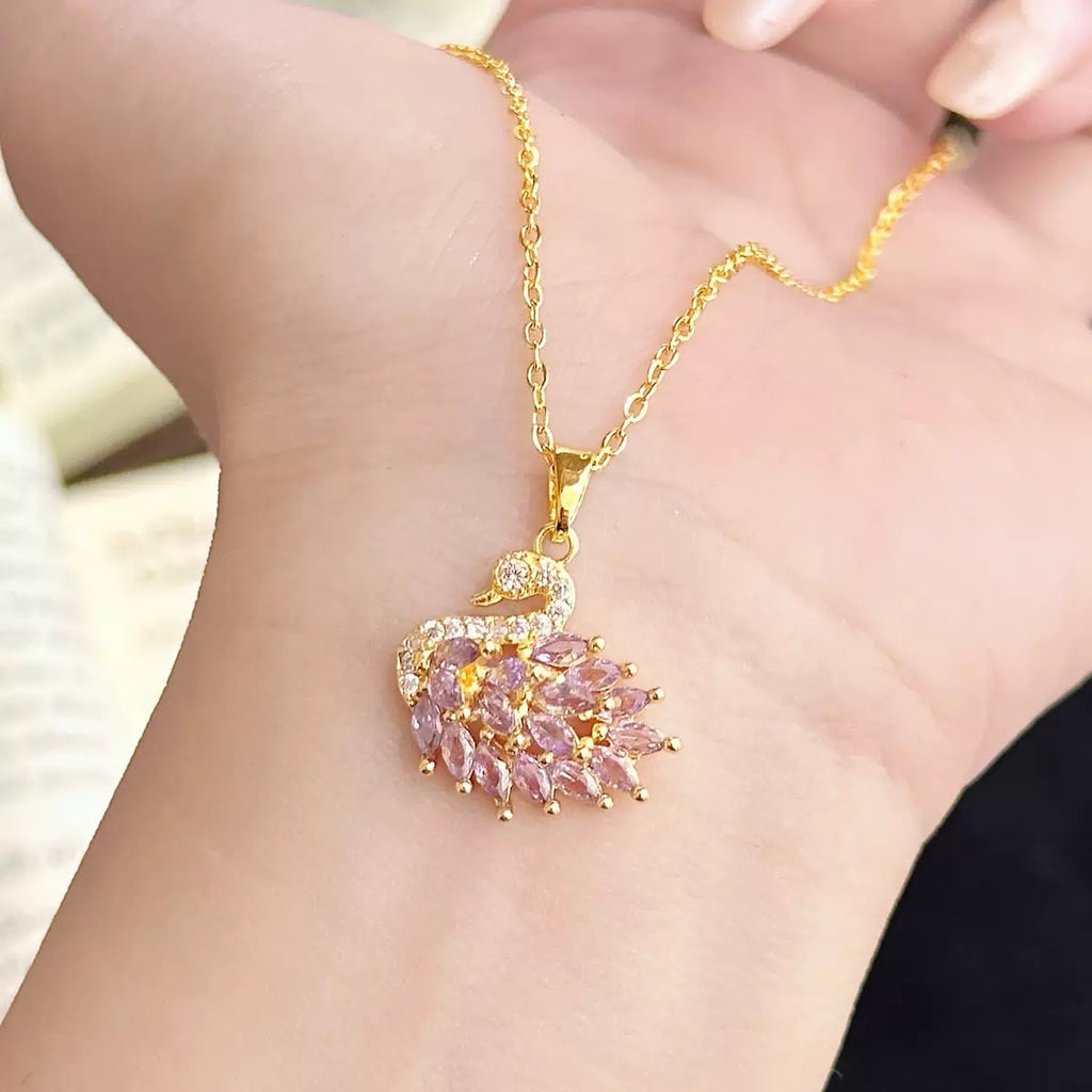 Soft Blushing Swan Necklace