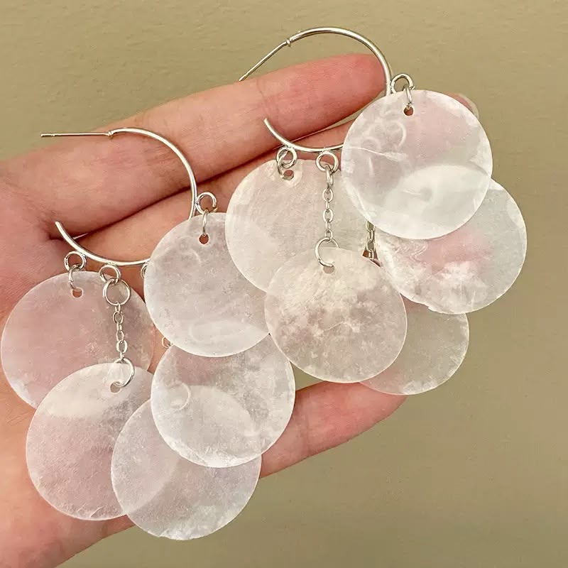 Cascading Ivory Discs Earrings